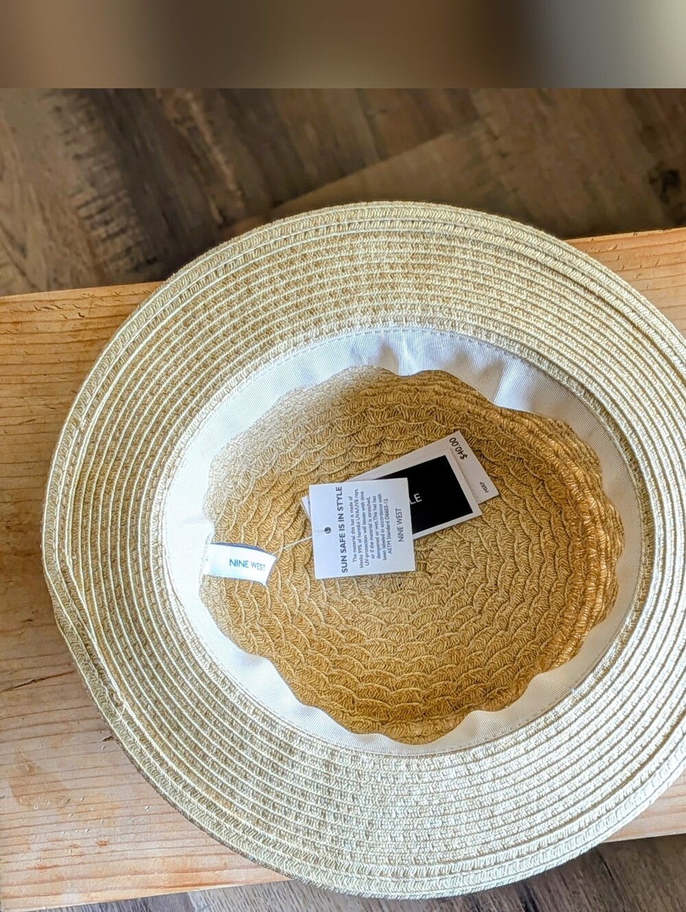 Nine West Natural Braided Sun Hat - Picture 3 of 5